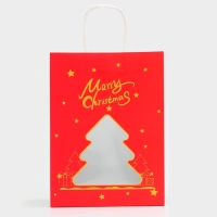 Пакет подарочный новогодний с окном "Ёлка" 30 х 22 х 14 см. Пакет подарочный новогодний с окном "Ёлка" 30 х 22 х 14 см.