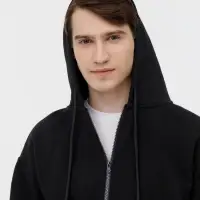 Толстовка унисекс оверсайз на молнии Zippy Terry, черная, размер XL/XXL