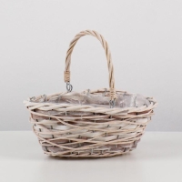 Кашпо &laquo;Цветы&raquo;, с ручкой, бежевое, 24х15х9/15 см