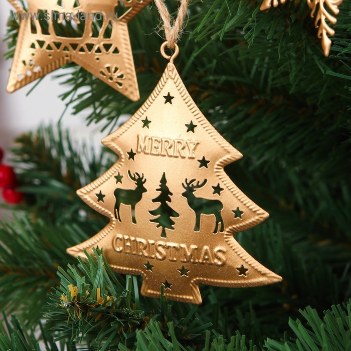 Подвеска металлическая &laquo;Новогодние чудеса&raquo;, золото, МИКС