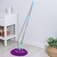 Швабра с отжимом Доляна, насадка из микрофибры &laquo;Плетенка&raquo; 80 гр, стальная ручка 119 см