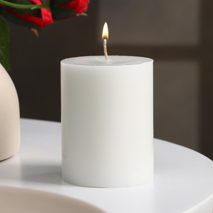Свеча-цилиндр гладкая, 6х7,5 см, белая, 10 ч Свеча-цилиндр гладкая, 6х7,5 см, белая, 10 ч