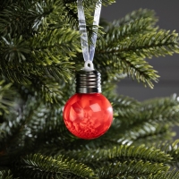 Елочный шар «Зимний узор красный» d=5 см, 1 LED, AG13x3 (в комплекте), свечение тёплое белое Елочный шар «Зимний узор красный» d=5 см, 1 LED, AG13x3 (в комплекте), свечение тёплое белое