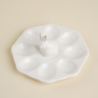 Подставка для яиц керамическая SL Home «Пасхальные кролики», 19×9 см, 8 ячеек, цвет белый Подставка для яиц керамическая SL Home «Пасхальные кролики», 19×9 см, 8 ячеек, цвет белый