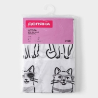 Штора для ванноы Доляна Cats, 180&times;180 см, полиэстер, цвет белый
