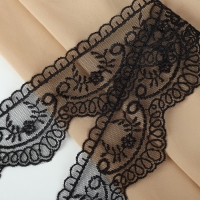 Кружево на сетке, 50 мм &times; 11 &plusmn; 1 м, цвет чёрный