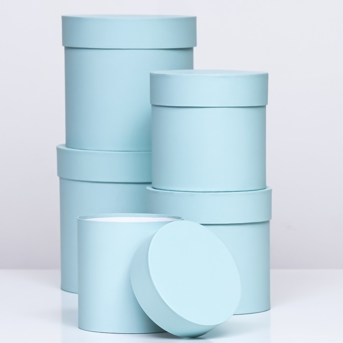 Набор шляпных коробок 5 в 1 "Мята", 20 &times; 20 &times; 20‒13,5 &times; 13,5 &times; 13,5 см