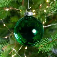 Елочный шар Finery Gloss, 8 см, глянцевый зеленый