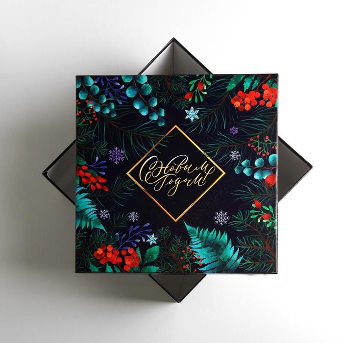 Коробка подарочная &laquo;Новогодняя ботаника&raquo;, 28 х 28 х 15 см, Новый год