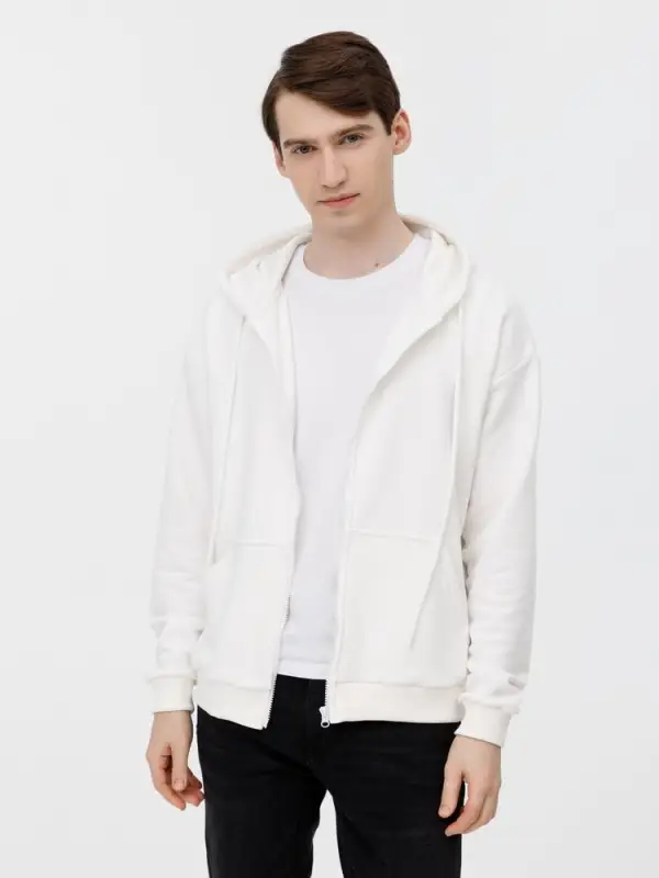 Толстовка унисекс оверсайз на молнии Zippy Terry, белая, размер XS/S