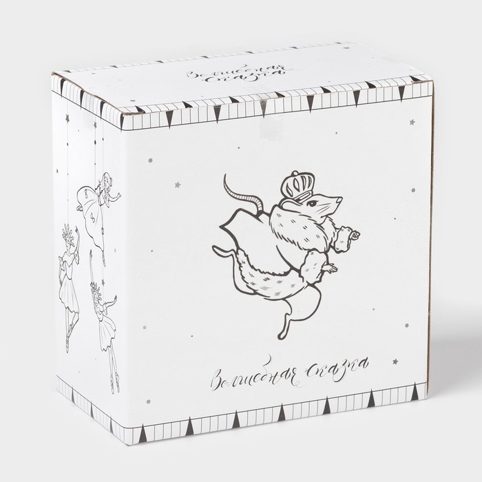 Новогодняя чайная пара Доляна &laquo;Волшебная сказка&raquo;, 2 предмета: чашка 210 мл, блюдце d=15 см, фарфор, цвет белый