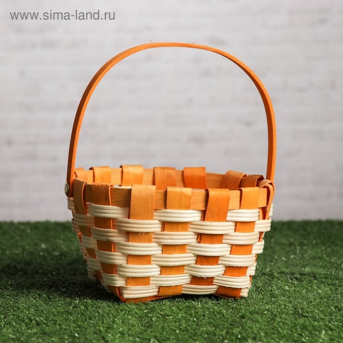 Корзина плетеная, оранжевая,16,5&times;9,5&times;20 см, шпон