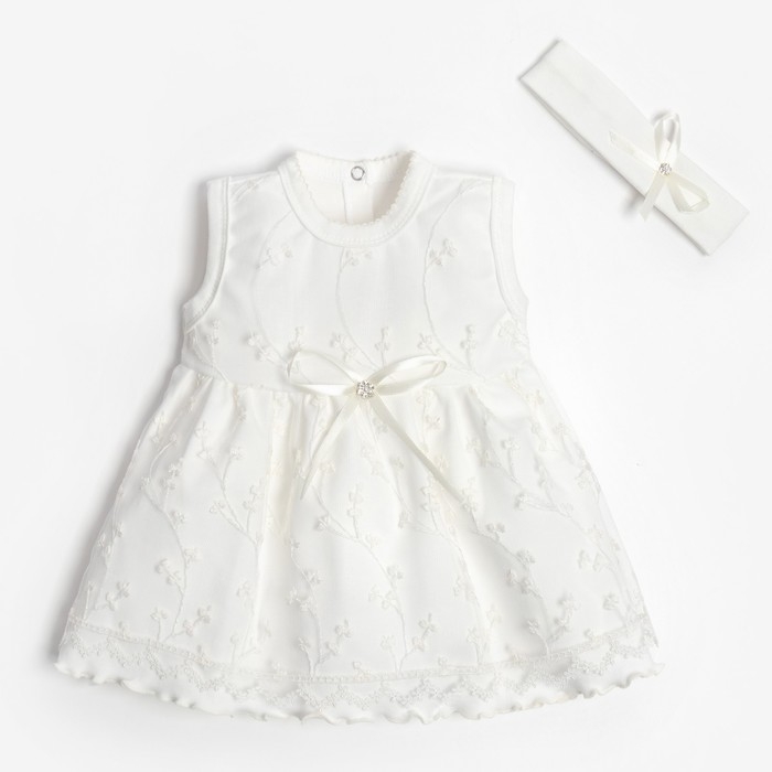 Набор: платье без рукавов и повязка Крошка Я, 3-6 мес, (62-68 см),100 % хлопок Набор: платье без рукавов и повязка Крошка Я, 3-6 мес, (62-68 см),100 % хлопок