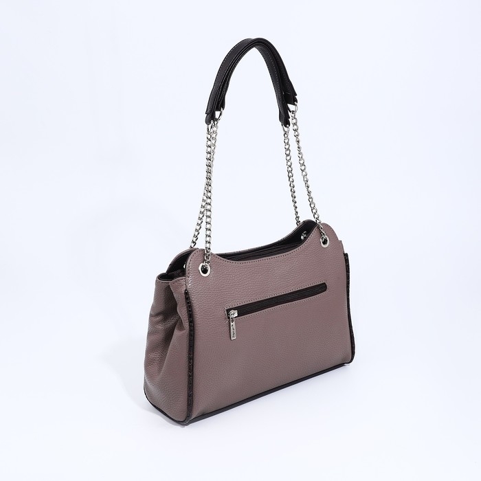 Сумка-тоут "Золотой дождь" на молнии, наружный карман, цвет пудра/коричневый