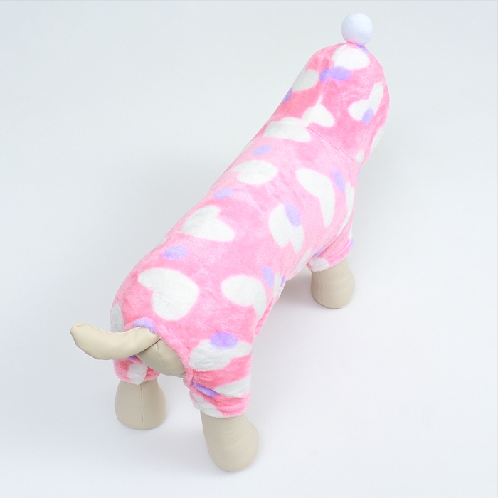 Комбинезон "Любовь" с капюшоном, размер L (ДС 35 см, ОГ 45 см, ОШ 35 см), розовый