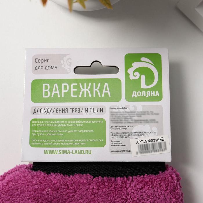 Варежка для уборки Доляна, 22&times;26 см, 40 гр, двухсторонняя, мягкая, микрофибра