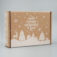 Коробка новогодняя складная &laquo;Снежный город&raquo;, бурый, 27 х 21 х 9 см, Новый год