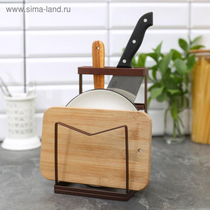 Подставка для ножей и разделочных досок Доляна &laquo;Лофт&raquo;, 13,5&times;12,5&times;21,5 см, цвет коричневый