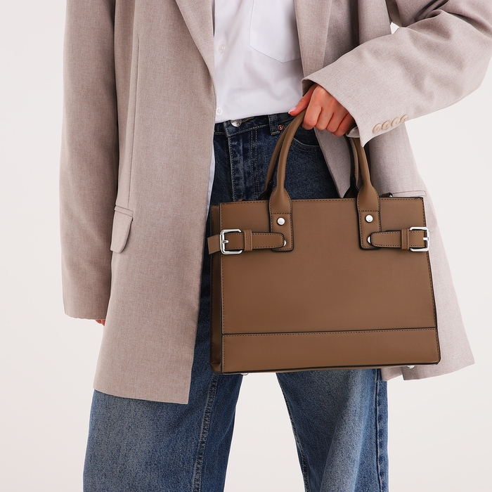 Сумка женская тоут, на молнии, цвет песочный