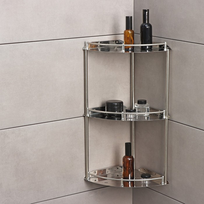 Полка угловая 3-х ярусная, 22,5&times;32&times;54 см, нержавеющая сталь