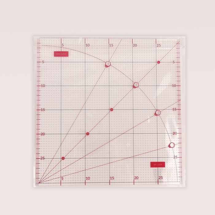 Линейка для квилтинга и пэчворка, с отверстиями, 30 &times; 30 см, цвет прозрачный/розовый