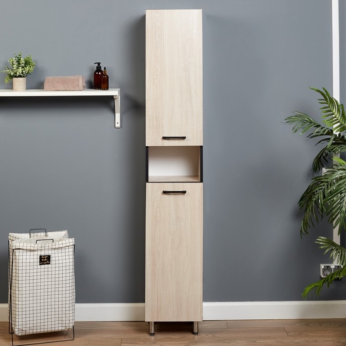 Пенал для ванной комнаты "Сантана 30", Дуб Сантана светлый, 30 х 181,2 х 30 см