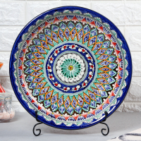 Ляган Риштанская Керамика "Узоры", 33 см, глубокий, синий Ляган Риштанская Керамика "Узоры", 33 см, глубокий, синий