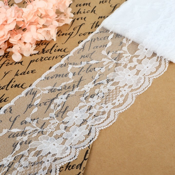 Кружево капроновое, 90 мм &times; 3 &plusmn; 0,5 м, цвет белый