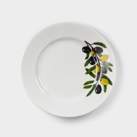 Тарелка фарфоровая &laquo;Оливки&raquo;, d=20 см, белая