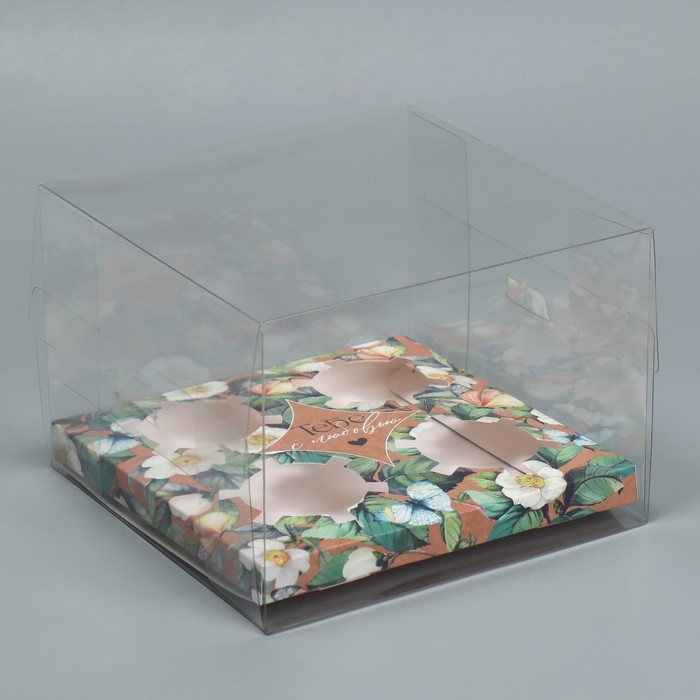 Коробка для капкейка, кондитерская упаковка, 4 ячейки «Тебе с любовью», 16 х 16 х 11.5 см Коробка для капкейка, кондитерская упаковка, 4 ячейки «Тебе с любовью», 16 х 16 х 11.5 см