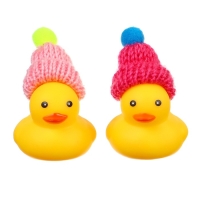 Набор резиновых игрушек для ванны &laquo;Уточки в шапке&raquo;, 4 см, с пищалкой, 2 шт., Крошка Я