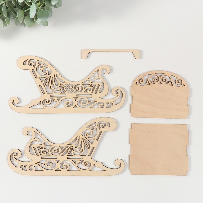 Шкатулка-сани "Узор" 21х10х10,5 см (набор 5 деталей)