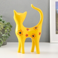Сувенир керамика "Жёлтый кот в цветочках" 14,5х6,5х23,5 см