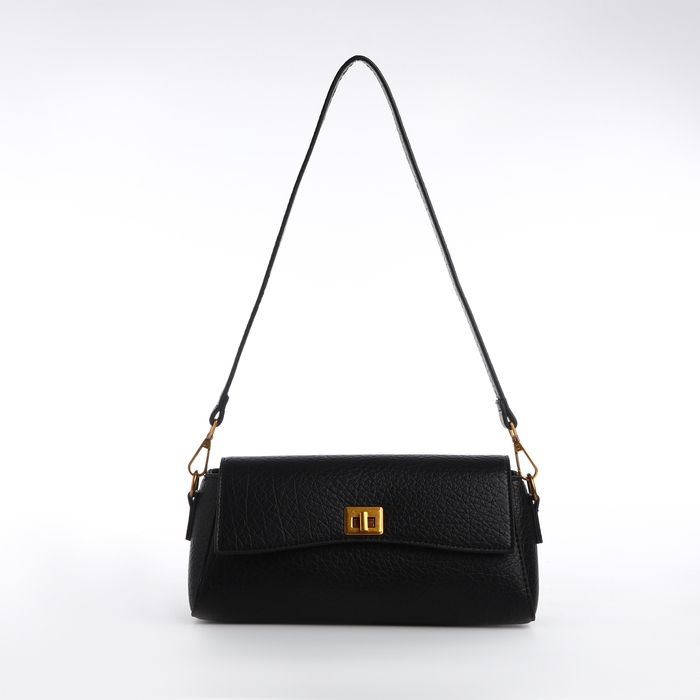 Сумка женская мессенджер на клапане TEXTURA, средний размер, цвет чёрный Сумка женская мессенджер на клапане TEXTURA, средний размер, цвет чёрный