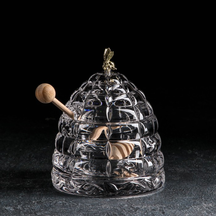 Ёмкость хрустальная для мёда «Улей с пчёлкой», 200 мл, h=11.8 см Ёмкость хрустальная для мёда «Улей с пчёлкой», 200 мл, h=11.8 см