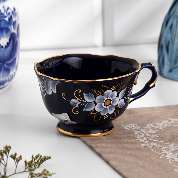 Чашка Чашка "Майская", h-6,5см, v-150мл , кобальтовая глазурь