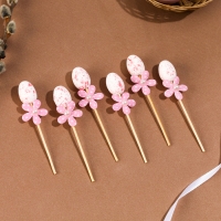 Шпажки яйцо цветочек розовый, набор 6 шт. Шпажки яйцо цветочек розовый, набор 6 шт.