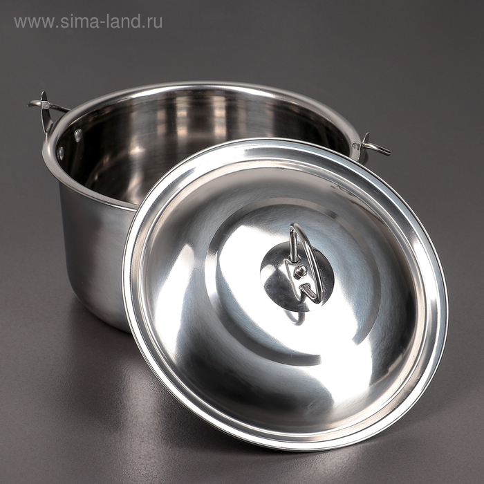 Котелок из нержавеющей стали &laquo;Походный&raquo;, высота без крышки 11 см, с крышкой 18 см, 3 л, d=22 см