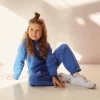 Костюм детский (худи, брюки) MINAKU: Basic Line KIDS, oversize, цвет синий, рост 134