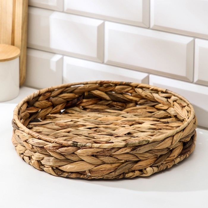 Корзинка для подачи Доляна &laquo;Камыш&raquo;, d=28 см, из соломы