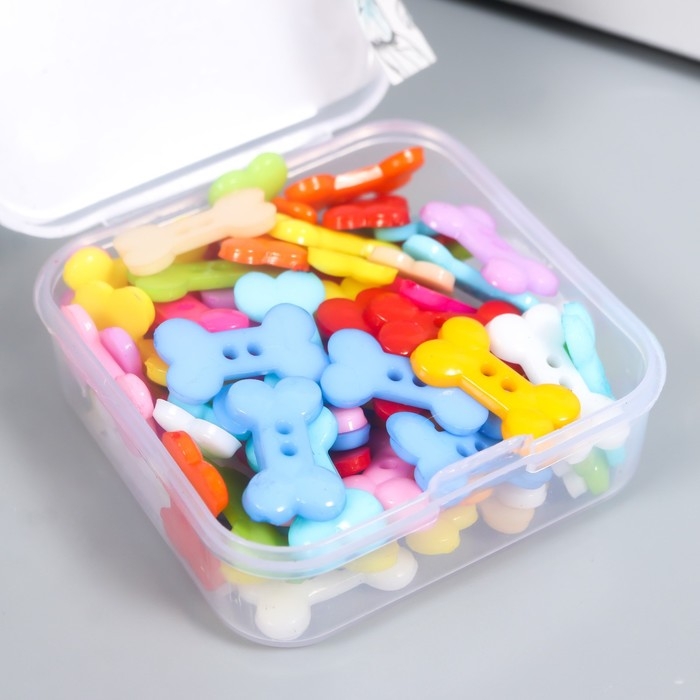 Пуговицы пластик 2 прокола "Косточка" 1х1,8 см набор 80 шт МИКС 2х5,5х5,5 см