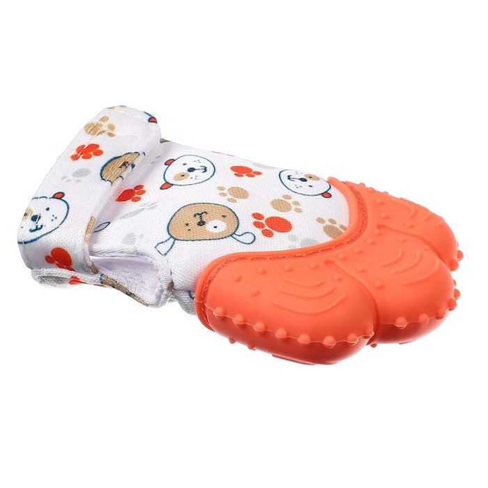 Прорезыватель-рукавичка «Собачки», цвет красный, Крошка Я Прорезыватель-рукавичка «Собачки», цвет красный, Крошка Я