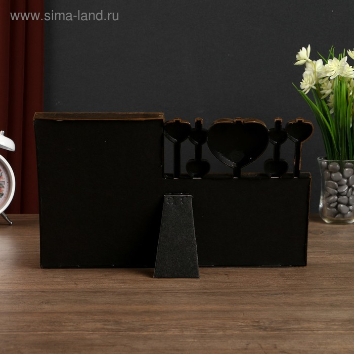 Фоторамка пластик на 2 фото 10х15, 13х18 см Фоторамка пластик на 2 фото 10х15, 13х18 см "Сердечки на ниточках" тём. золото 20,5х33х2см