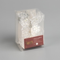 Гирлянда &laquo;Нить&raquo; 2 м роса с насадками &laquo;Цветок&raquo;, IP20, серебристая нить, 20 LED, 2 режима, батарейки ААх2 (нет в комплекте), свечение белое