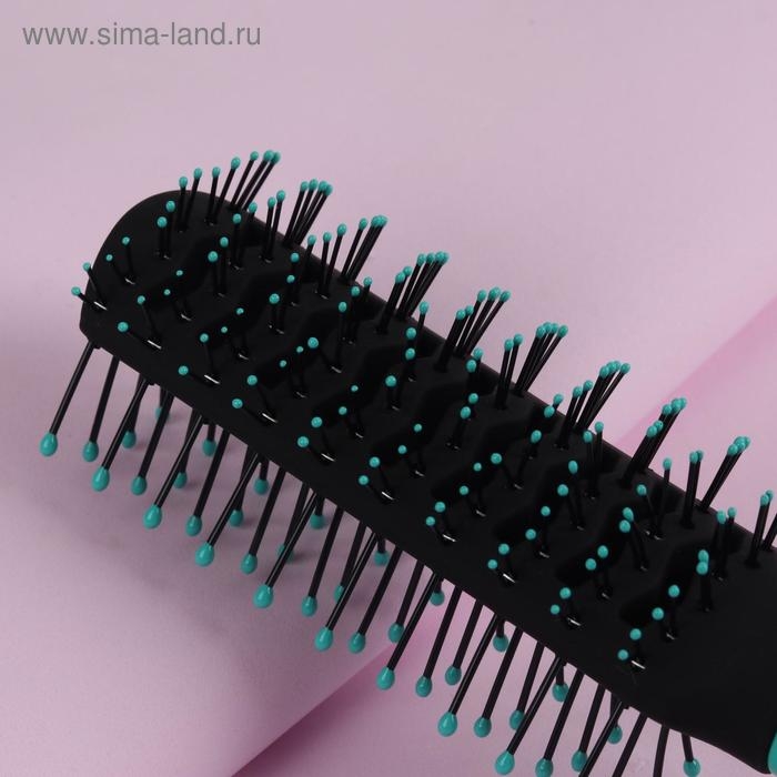 Расчёска массажная, вентилируемая, 4,5 &times; 23 см, цвет чёрный/бирюзовый