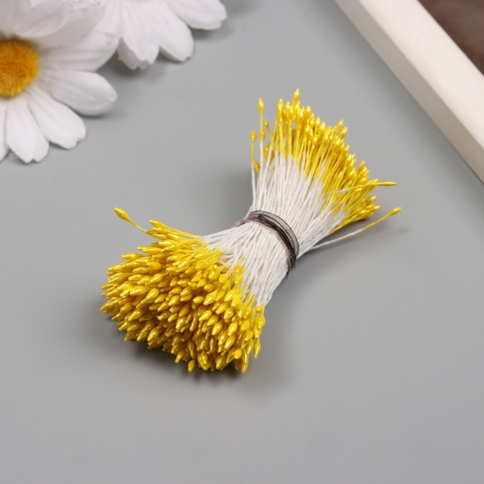 Тычинки для искусственных цветов глянец Тычинки для искусственных цветов глянец "Рисинки" светло-жёлтые набор 360 шт длина 6 см