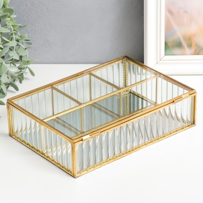 Шкатулка-органайзер  стекло для мелочей "Волны" 6х16,5х23 см