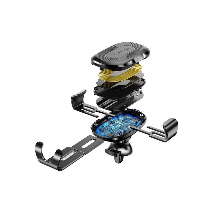 Держатель для смартфона в авто Baseus в воздуховод, беспроводная зарядка, 2 А, 10W, чёрное Держатель для смартфона в авто Baseus в воздуховод, беспроводная зарядка, 2 А, 10W, чёрное