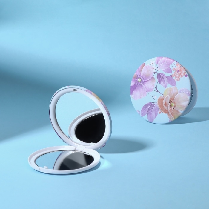 Зеркало складное &laquo;Цветы&raquo;, d = 7,5 см, цвет фиолетовый