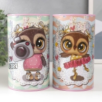 Копилка металл "Совята и сердечки" МИКС 15х8,5х8,5 см Копилка металл "Совята и сердечки" МИКС 15х8,5х8,5 см